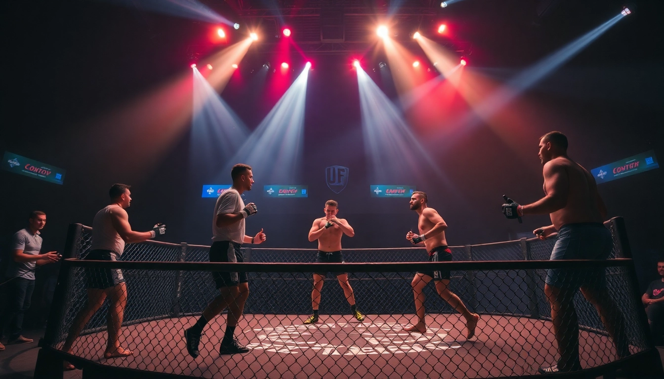 View intense MMA action capturing fighters at https://mmabetz.se/ thrilling audience with athleticism and skill.